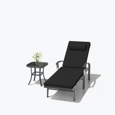 Deianna 2-Piece Outdoor Aluminum Chaise Lounge Chair Set with Side Table, Adjustable Backrest & Rust-Resistant Frame by Red Barrel Studio