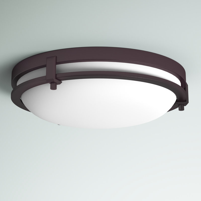 Abeer Glass LED Flush Mount, Oil Rubbed Bronze, 4.5"H x 19" W x 19" D