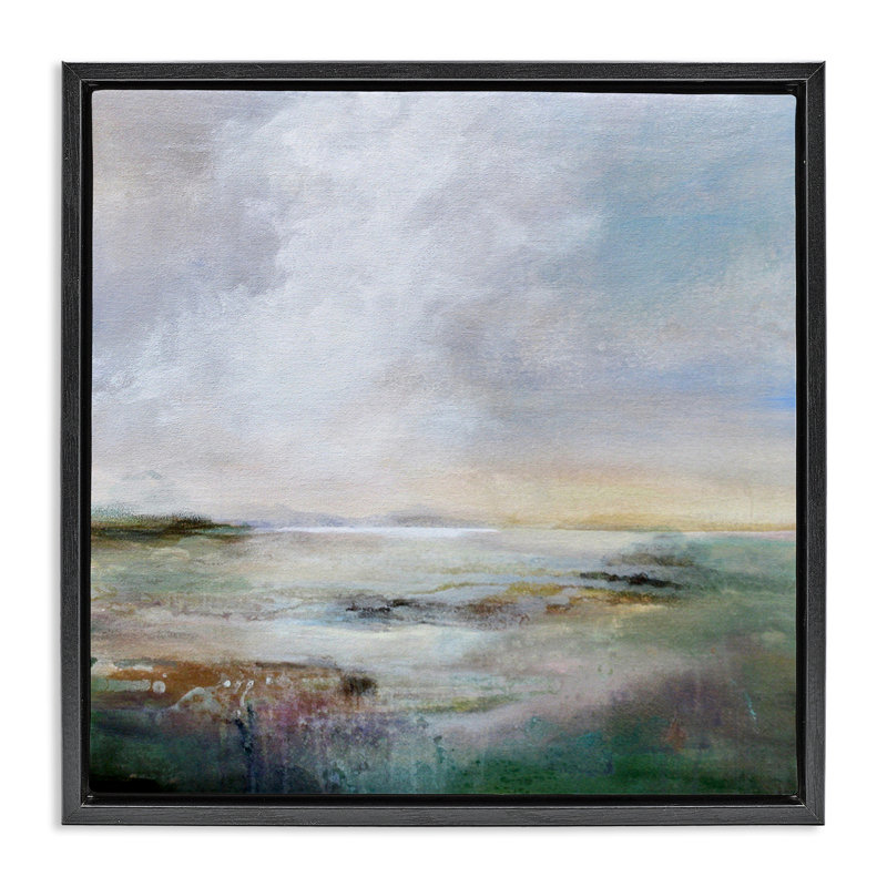 Toile flottante abstraite encadrée par Karen Hale, Cadre flottant noir de jais, H 18 po x l 18 po