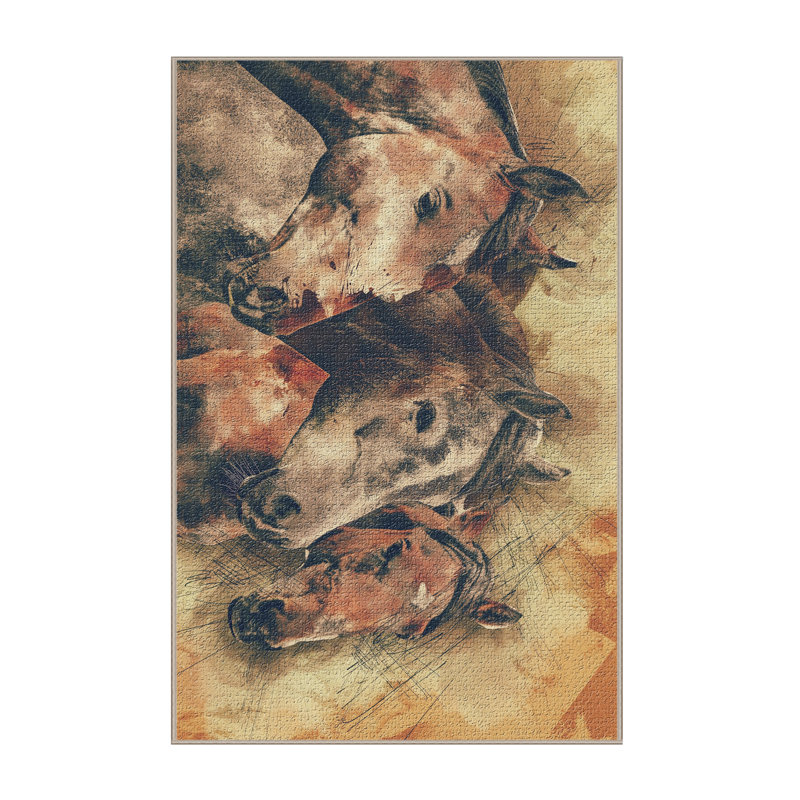 Tapis brun Horses, Rectangle 3 pi x 5 pi