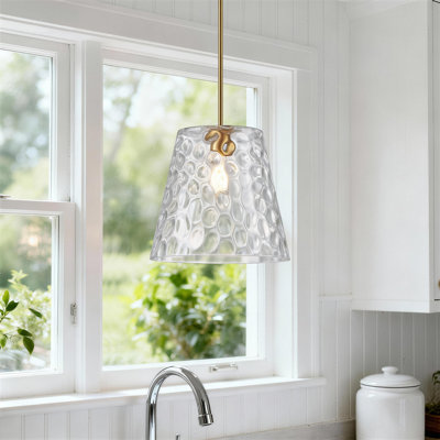 Luminaire suspendu réglable avec abat-jour en verre martelé