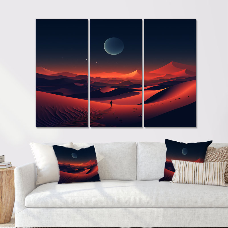 Alone in The Sahara Desert At Sunset I - Desert, art mural, Toile tendue, H 40 po x l 61 po x P 1 po