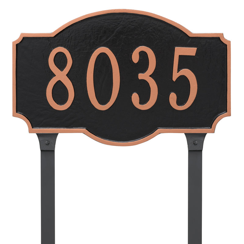 Plaque d'adresse pour pelouse sur 1 ligne, Marine / Argent, Oui