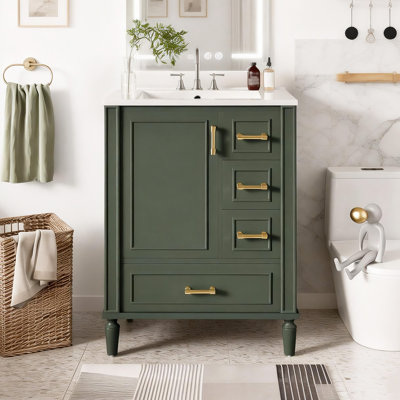 24" Modern Bathroom Vanity With Ceramic Sink