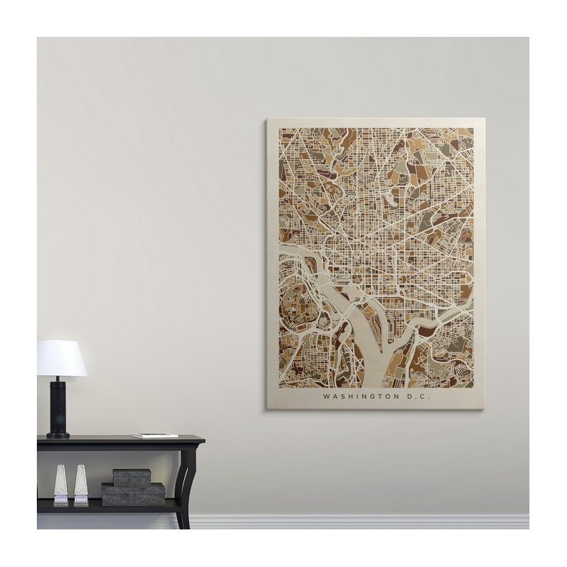 «Washington DC Street Map» par Bellen, impression, H 48 po x l 36 po x P 1,5 po, Toile