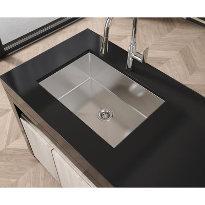 Stainless Steel Kitchen Sink, 27?X19? Single Bowl, Undermount Handmade Sink In Brushed Nickel, With US Standard Drain And Hook