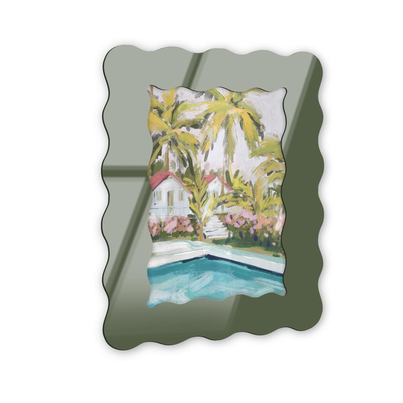 Cadre mural en acrylique Summer House par NOTORIART, H 39,5 po x l 27,5 po, Ondulé, Olive