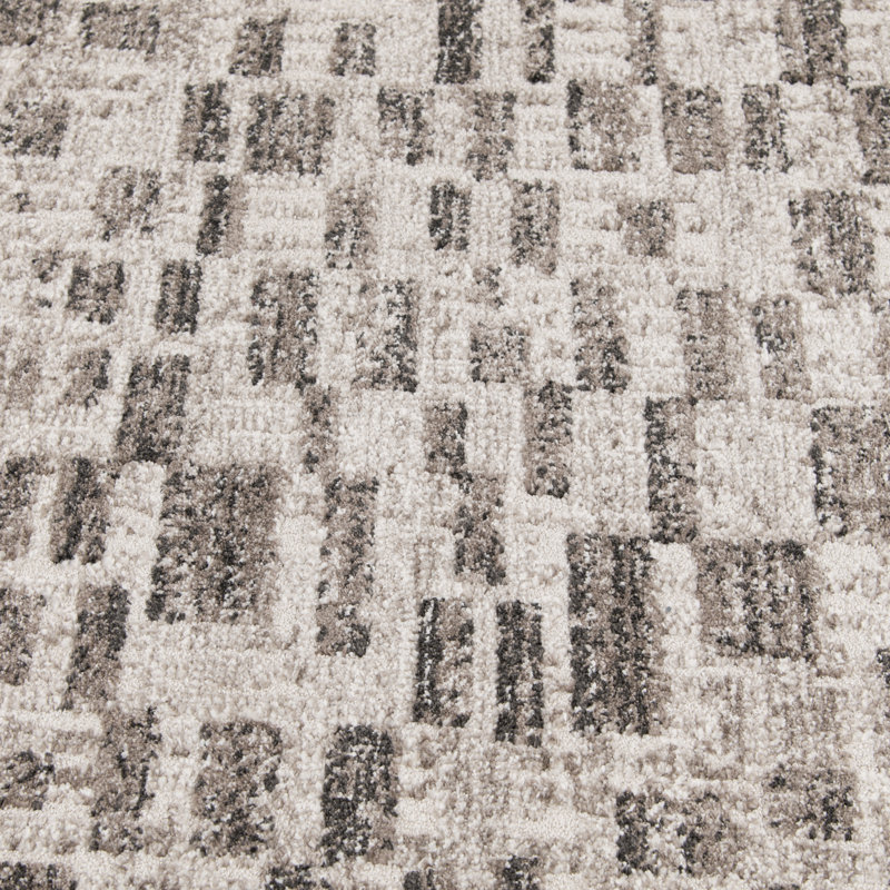 Bungalow Rose Magaw Brown/Beige Abstract Checker Indoor Polypropylene/Polyester Area Rug, Rectangle 9'10" x 12'10"
