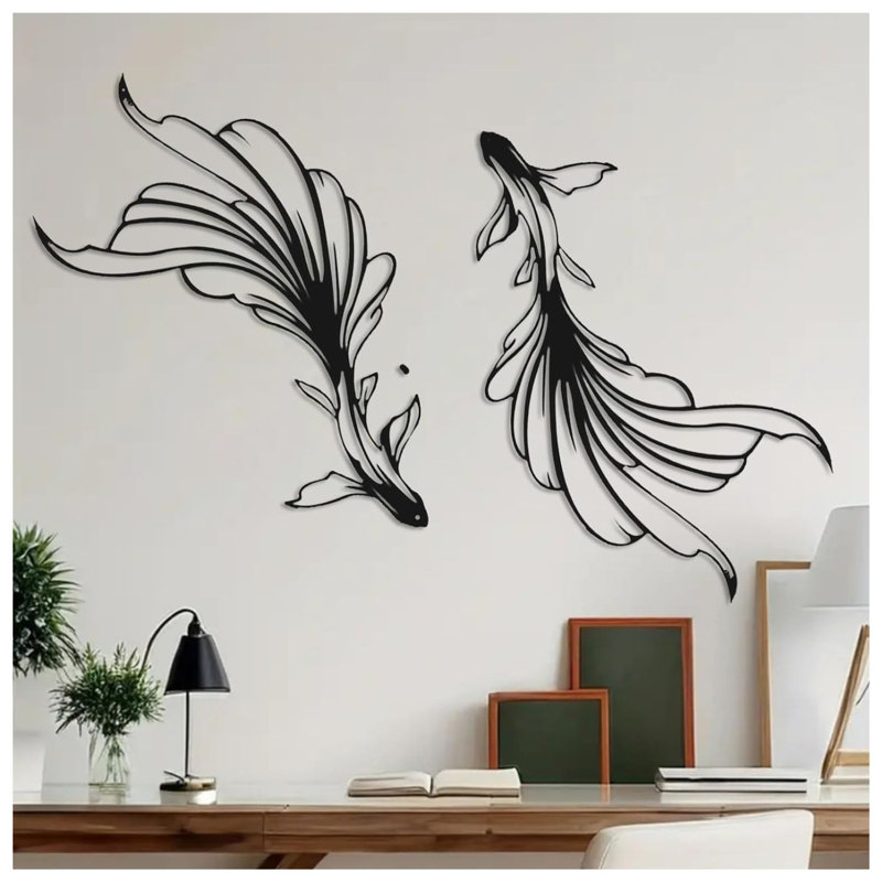 Ensemble d'art mural en métal Koi