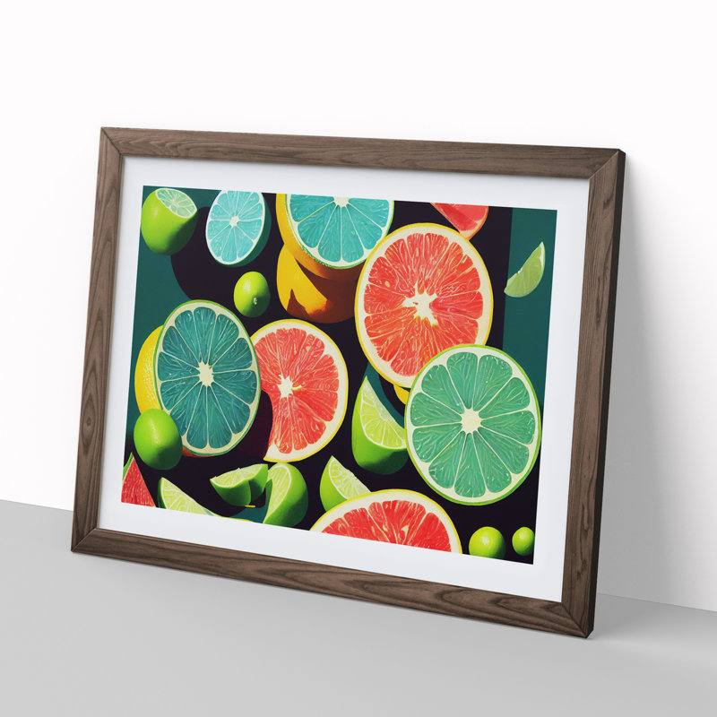 Citrus Fruit - Framed Print, 34cm H x 46cm W x 2cm D, Walnut Framed
