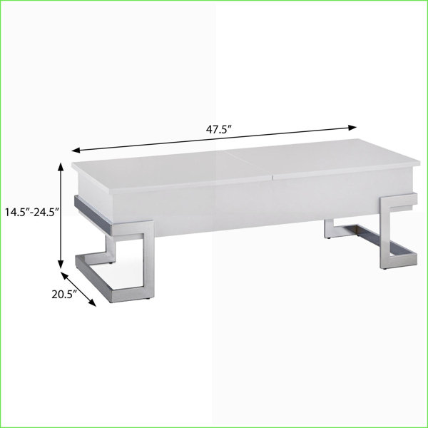 Latitude Run® Black High Gloss Modern Coffee Table with Storage, Half ...