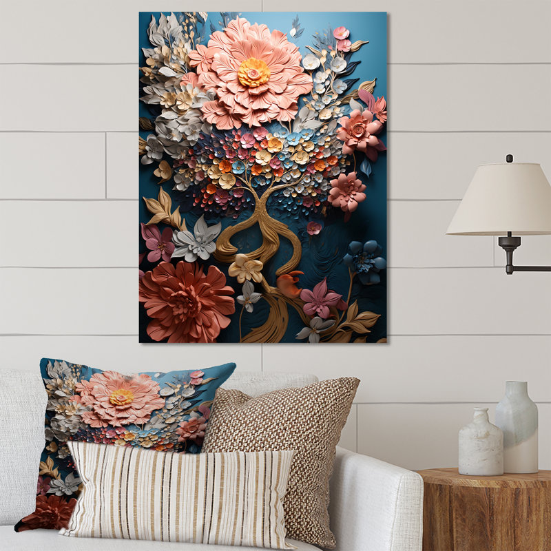 Multicolor Tree In Blue Tones I - Tree Metal Wall Art, 20" H x 12" W x 1" D