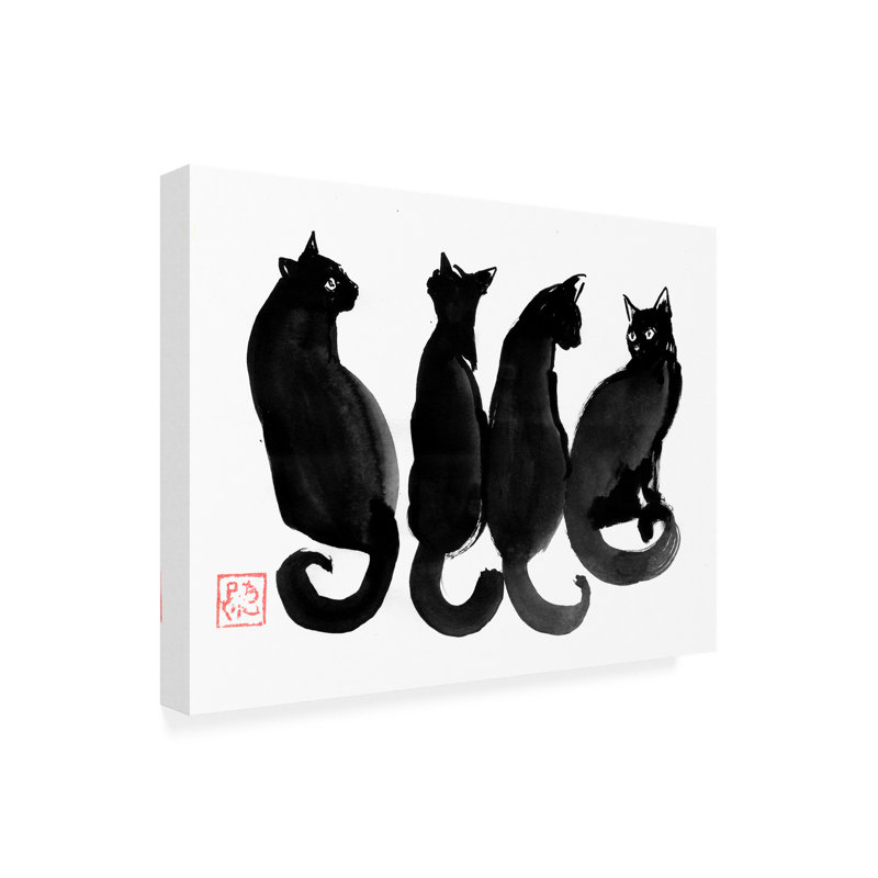 Animals 4 Black Cats by Pechane - Wrapped Canvas Print, H 35 po x l 47 po x P 2 po