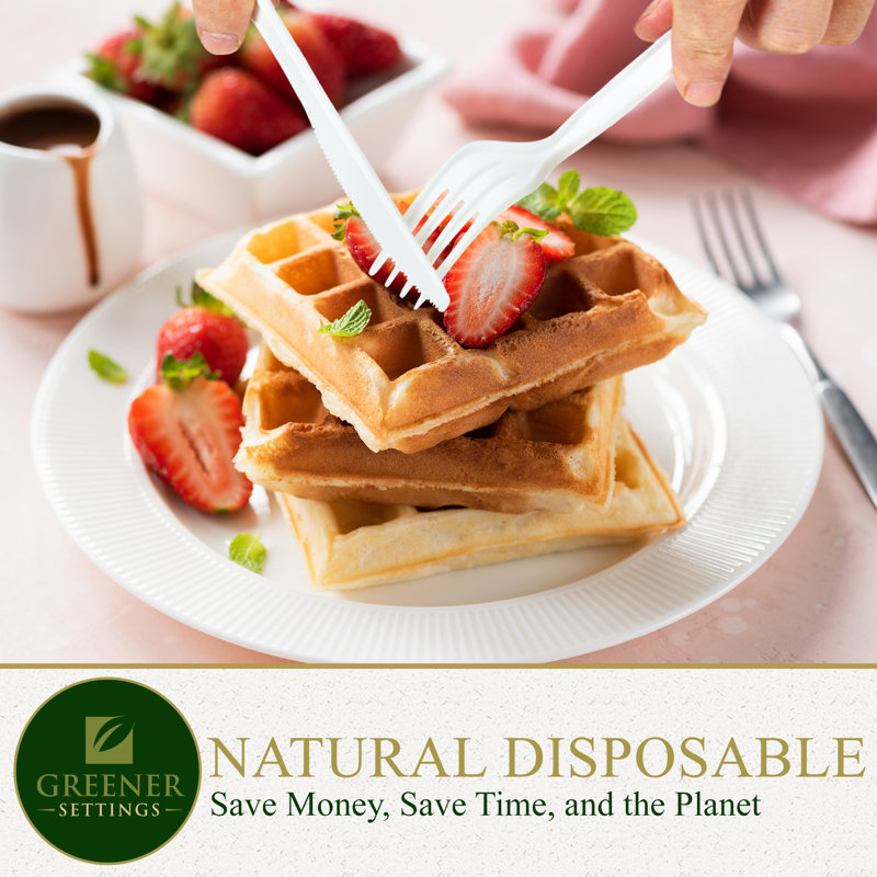 200 Piece Compostable Disposable Flatware Silverware Set- 50 Settings (Set of 50)