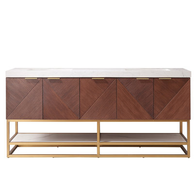 Mahon 72'' Double Bathroom Vanity with Cultured Marble Top