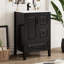 Meuble-lavabo noir de 24 po avec lavabo central en céramique à un trou, armoire à fermeture douce et porte d'armoire autoportante à 3 tiroirs
