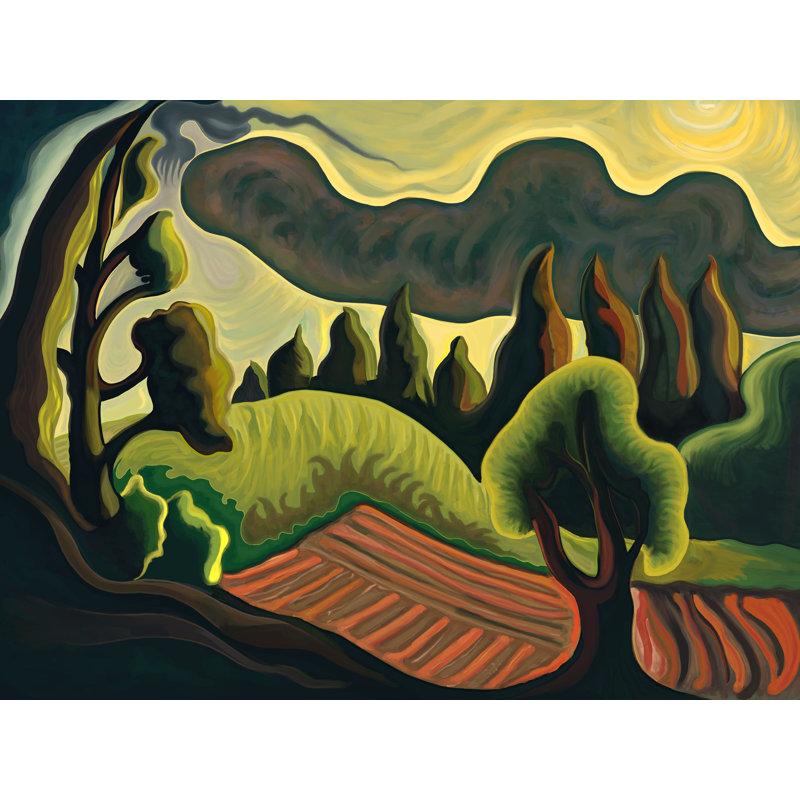 Colline, champs et nuage, d'après Gren par Evan Sklar, H 17,25 po x l 21,25 po x P 0,875 po