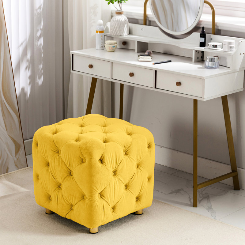 Fauteuil de maquillage en velours jaune, Jaune