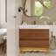 Meuble-lavabo de salle de bain avec comptoir en faux marbre et lavabo encastré en céramique-886039313