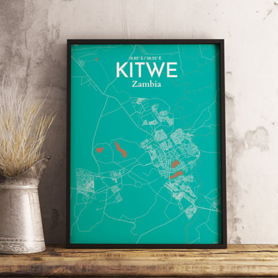Kitwe City Map - No Frame Print