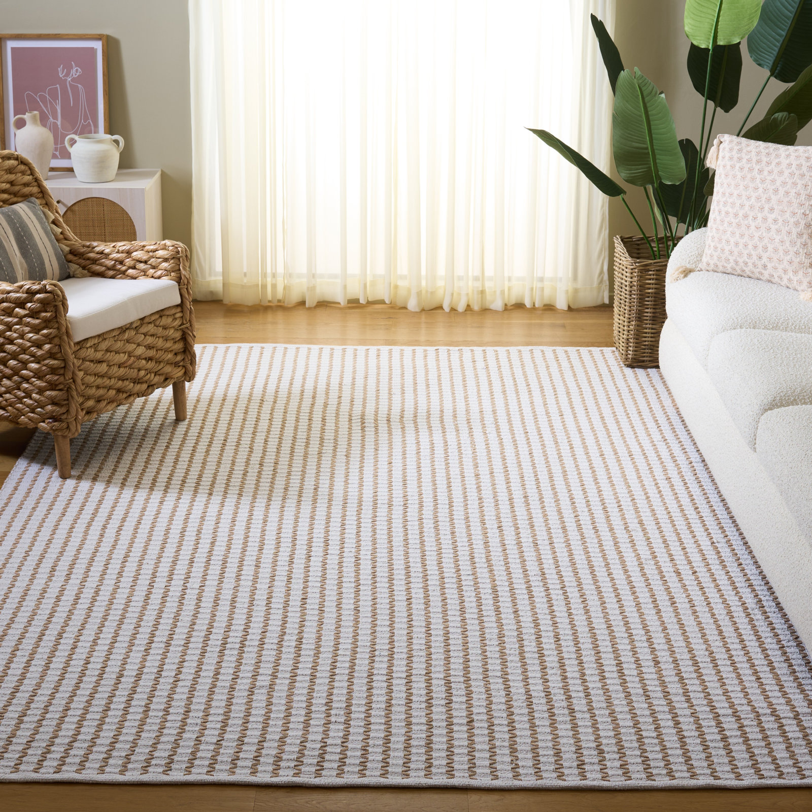 Hand-Woven Chevron Cotton Rug, Rectangle 8' x 10'