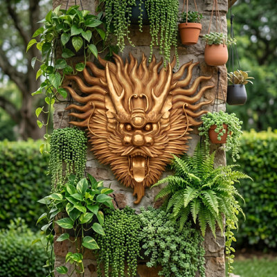 Tibetan Sculptural Dragon Wall Sculpture