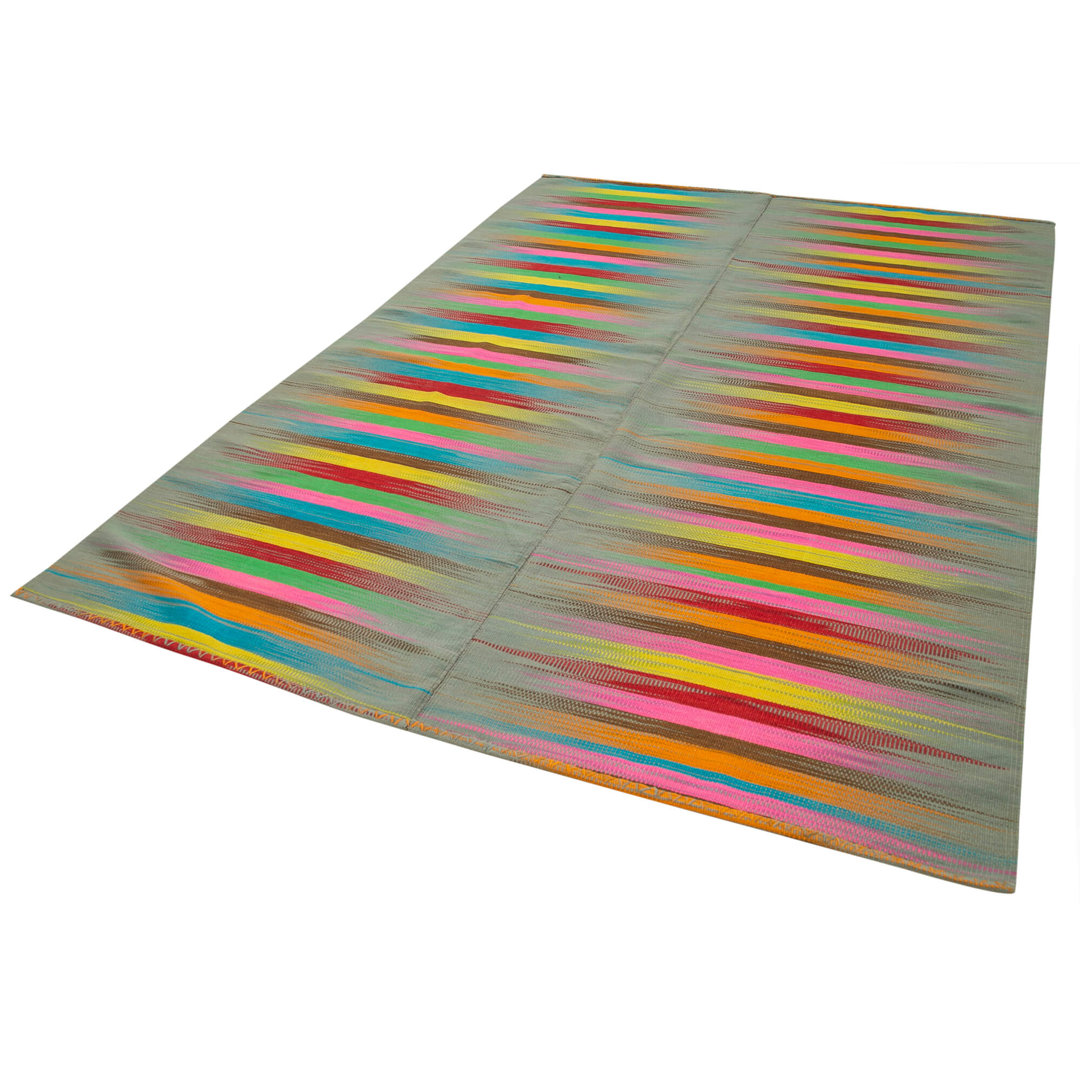 Degrade Kilim Multy Striped Wool Handmade Area Rug