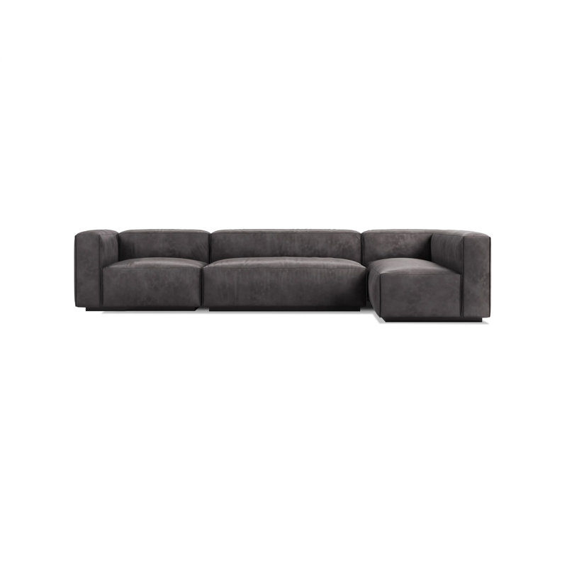 Cleon Modular Sectional, Camel Genuine Leather, Left Hand Facing