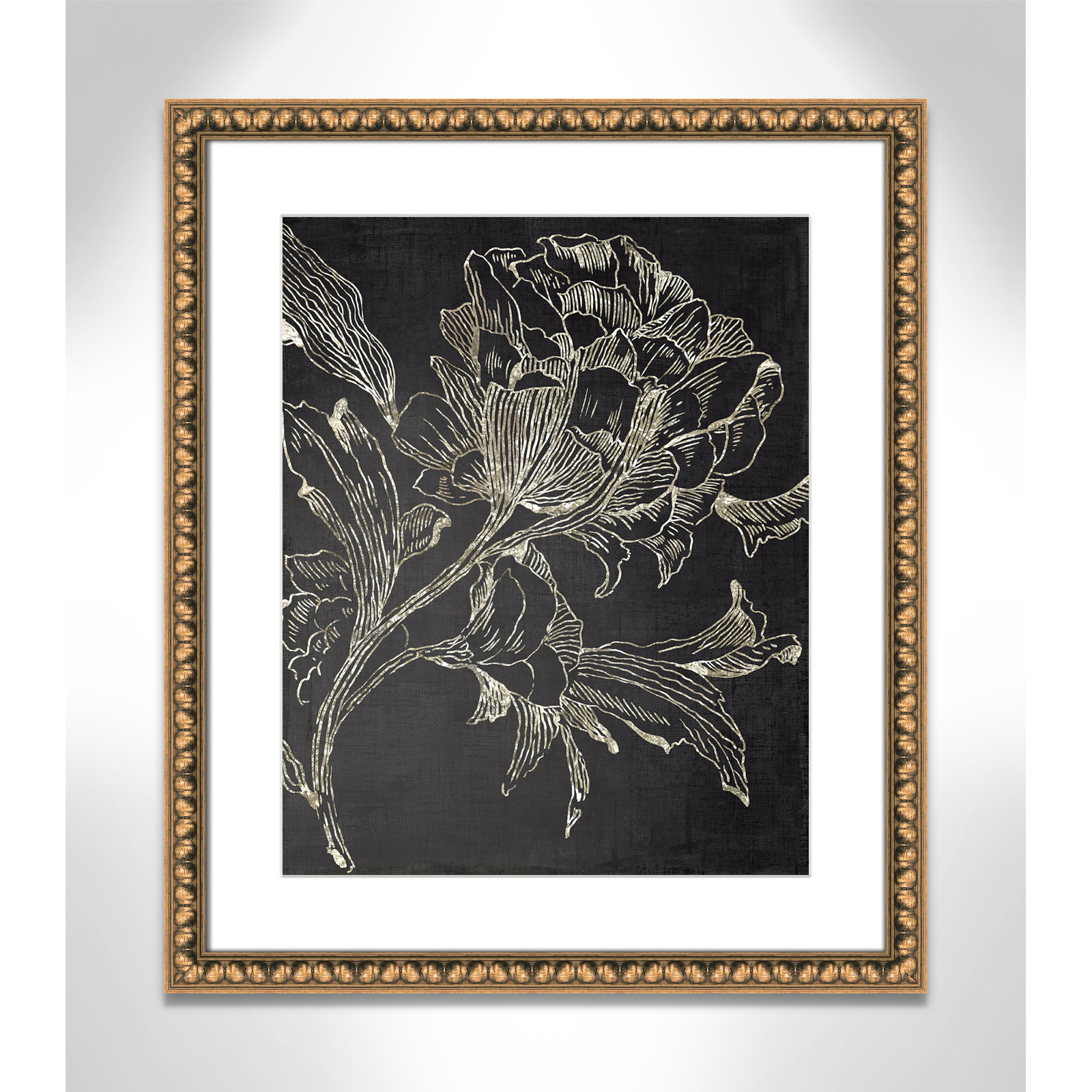 Golden Flower Folklore I by Asia Jensen - Picture Frame Graphic Art Print, Gold Bead Framed, 26.5" H x 22.5" W