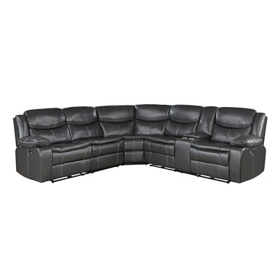 Ibtissam 99.5" Faux Leather Power Reclining Sectional with USB and Charging Outlets