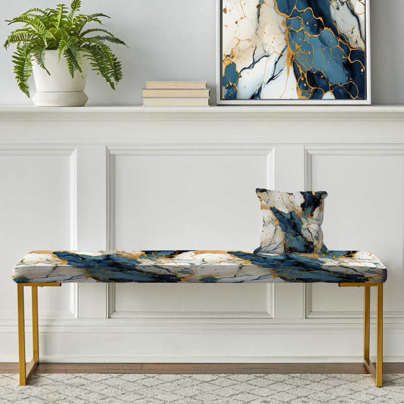 Banc rembourré doré doré et bleu sarcelle opulence de luxe