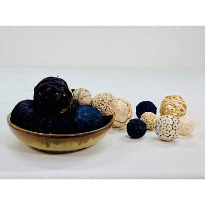 Mixed Texture Orbs Bag Large 18Pc Navy Natural