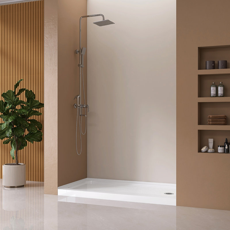Base de douche 60 po à simple seuil 60 po avec ensemble de bonde, Droite