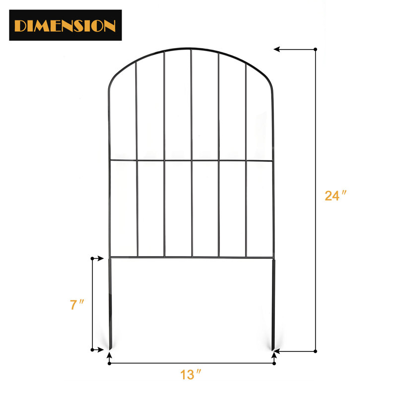 24'' H x 13'' W Black Metal Fence Panels Included