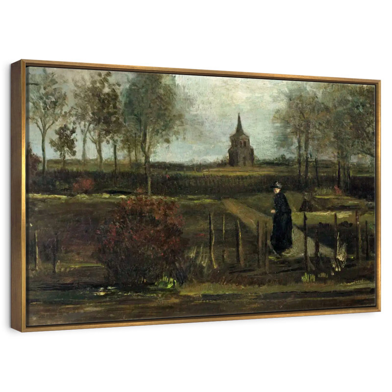 Le jardin Parsonage à Nuenen, 46 po x 31 po, Cadre flottant doré