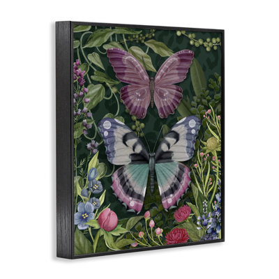 Fleurs et papillons de jardin sauvage, estampe numérique, design par Nicole Tamarin