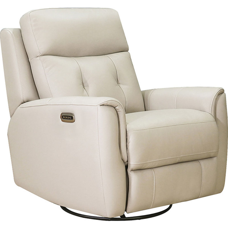 Torino Power Headrest Swivel Glider Leather Recliner, Cream