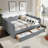 Cozy Gingham Daybed with Two Storage Drawers, USB Port, and Adorable Wave Shaped Linen Fabric-943188022-943188023