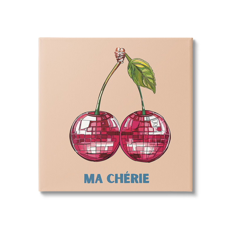 «Ma Cherie Cherries», art mural sur toile par Amelia Noyes, H 36 po x l 36 po