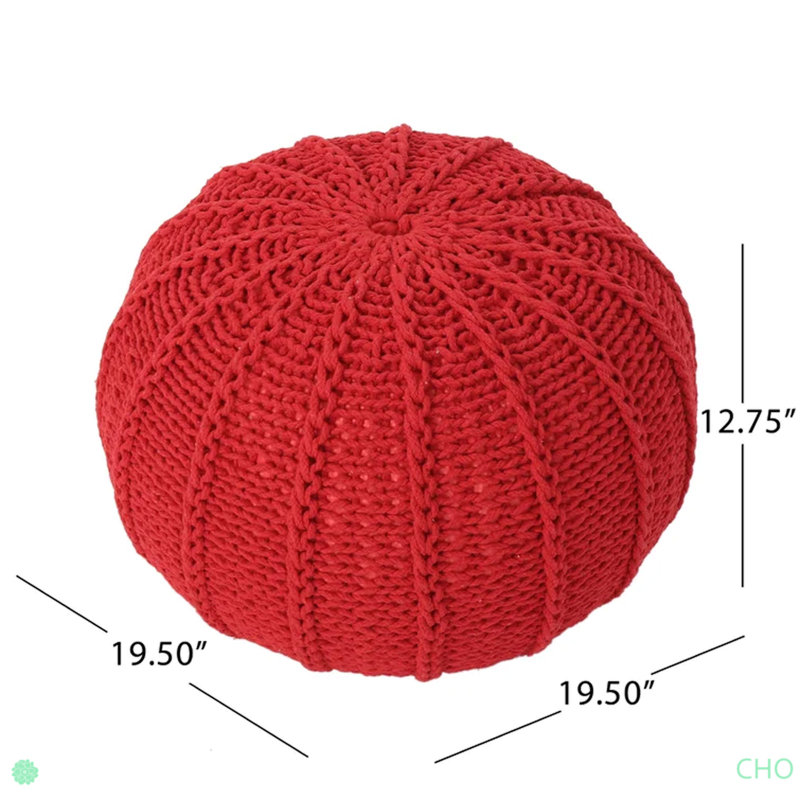 Pouf tricoté, sac de pois, Coton rouge