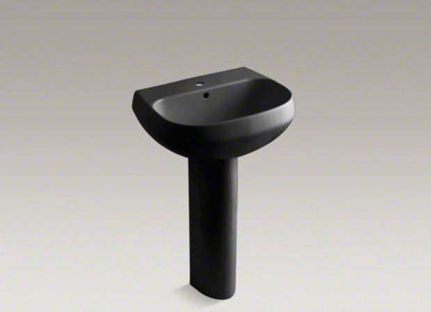 Wellworth Ceramic Pedestal Bathroom Sink with Overflow, 4" Centers, Timberline