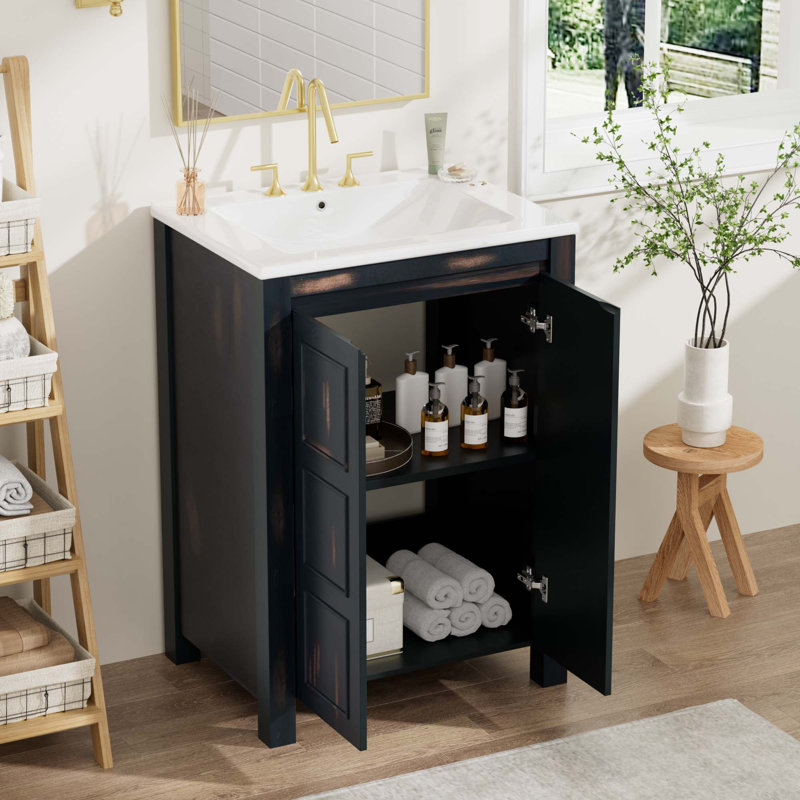 Ensemble de meuble-lavabo simple 24 po avec plateau Shanecia