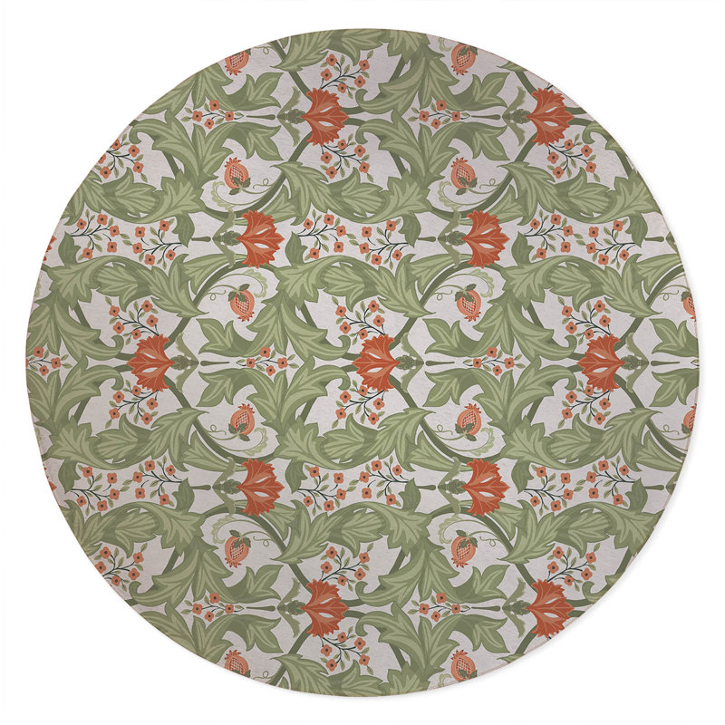 Tapis d'extérieur Ogee Leaf, Rond 5 pi