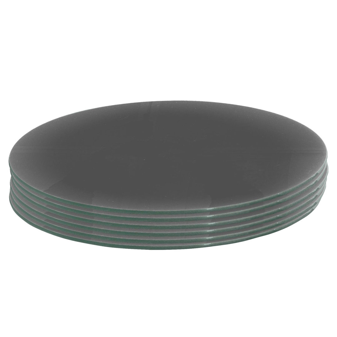 Harbour Housewares Unisex Grey 6X Round Glass Placemats - 30Cm - Dining Table Place Mats Protectors In - Image 3