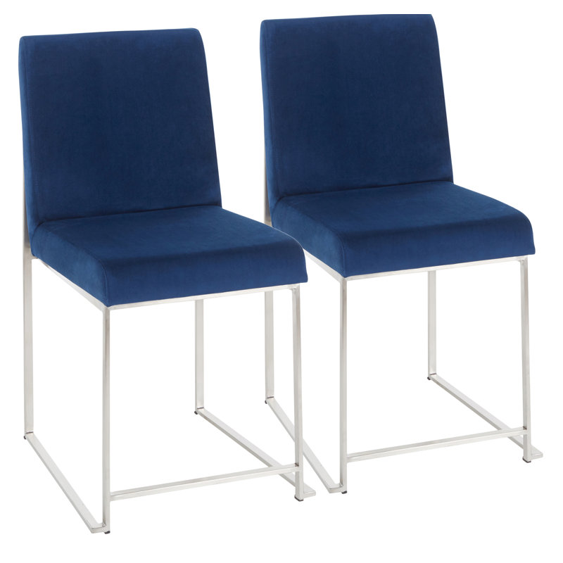 Chaise d'appoint Ernestine, Velours bleu, Acier Inoxydable