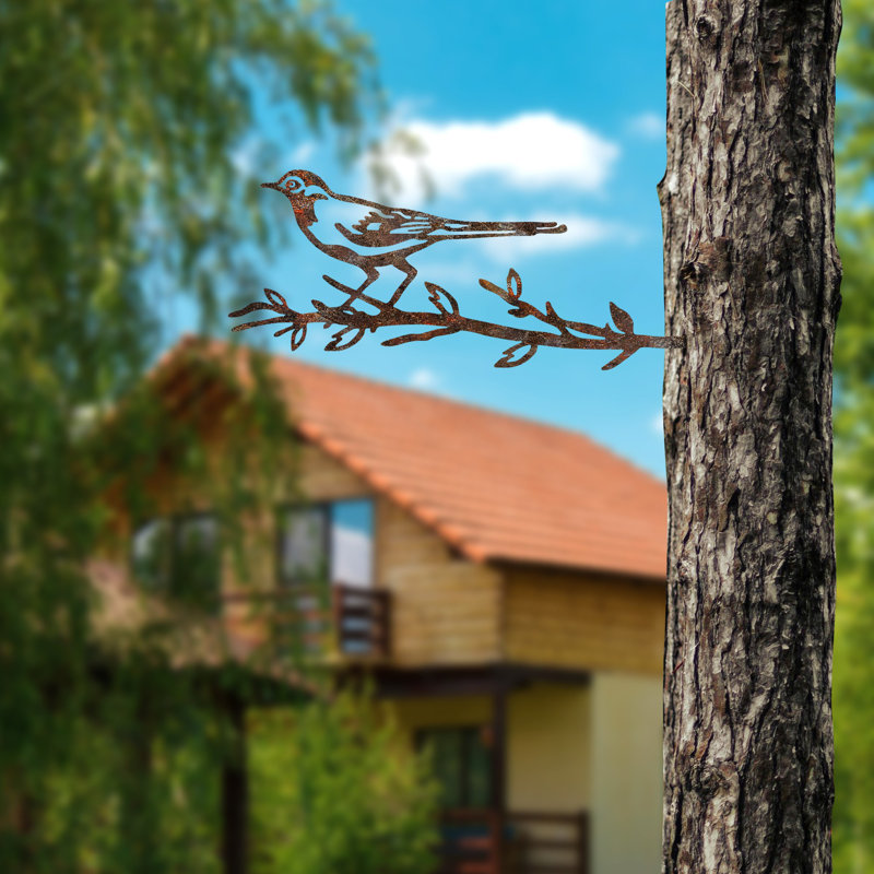 Hand-Painted Decorative Garden Object, 19.7 x 7.9 inches | 100% Metal, Thickness: 0.06 inches | Elegant Brown Finish, No Assembly Required | Unique Design Adds Charm to Your Outdoor Space
