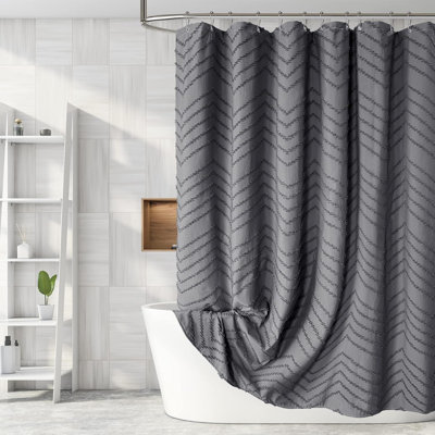 Rideau de douche Boho en tissu capitonné à chevrons