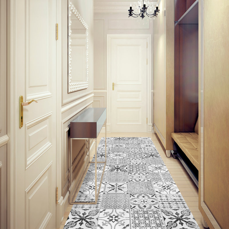 Sagrario Vinyl Machine Printed Area Rug, Runner 80 x 300cm