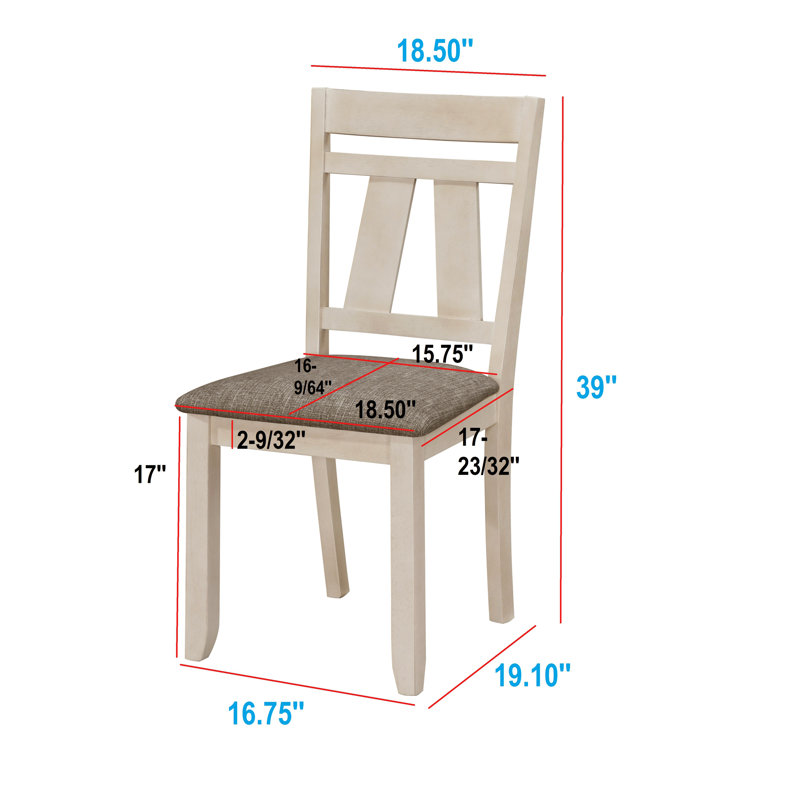 Cottage Style Dining Side Chair 2Pc Set Upholstered Seat Chalk Dining Room Wooden Furniture Transitional Design