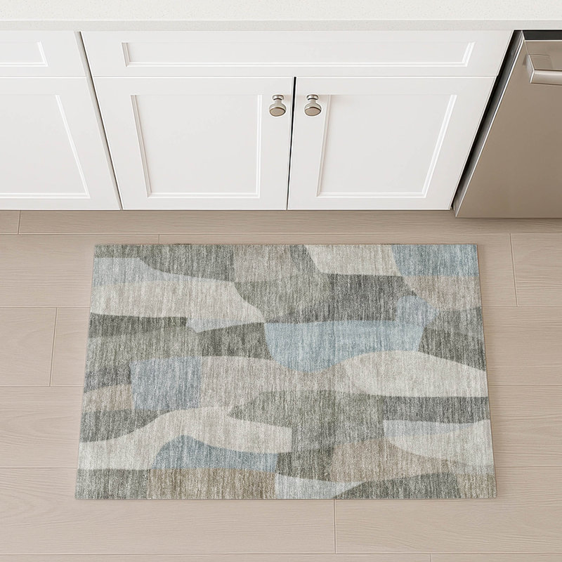 Machine Washable Indoor/Outdoor Kerwin ACN2376 Abstract Rug, Rectangle 1'8" x 2'6"